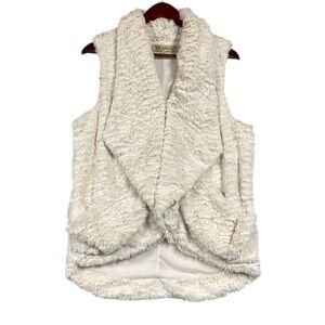 Democracy Faux Fur Draped Vest Cardigan Size S